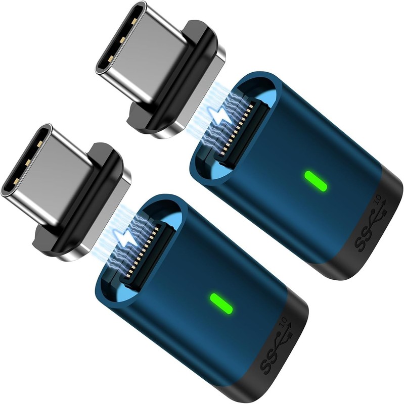 USB C Magnetic Adapter 2 Pack 24Pins Fast Charge 100W 4K Video Output gallery
