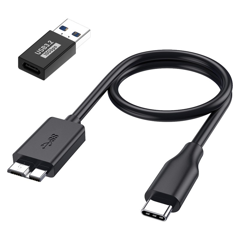 External Hard Drive Cable, 2in1 Super Speed Micro B 3.0 to USB C/A Cable, Com…