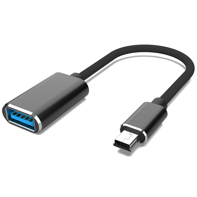 Mini USB OTG Cable USB A Female to Mini USB B 5 Pin Male Camera Adapter Black