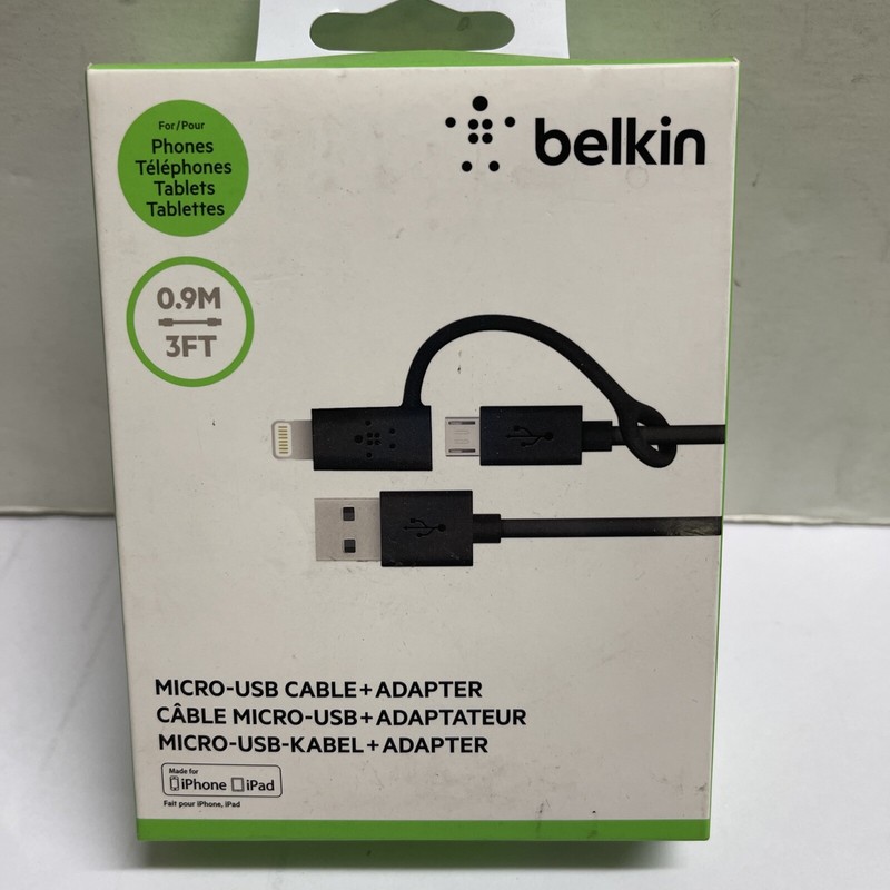 BELKIN 3FT Cable + Adapter for Android & iPhone – 100% GENUINE