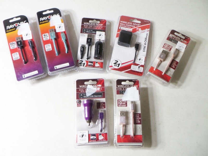 USB Cable LOT: Wireless Gear Brand, Rayovac, Etc SEVEN TOTAL MICRO USB DEVICES