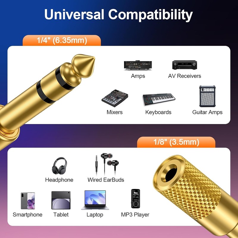 6.35mm Male to 3.5mm Female Audio Adapter Thick 1/4 to 1/8 Inch Jack Adapter gallery