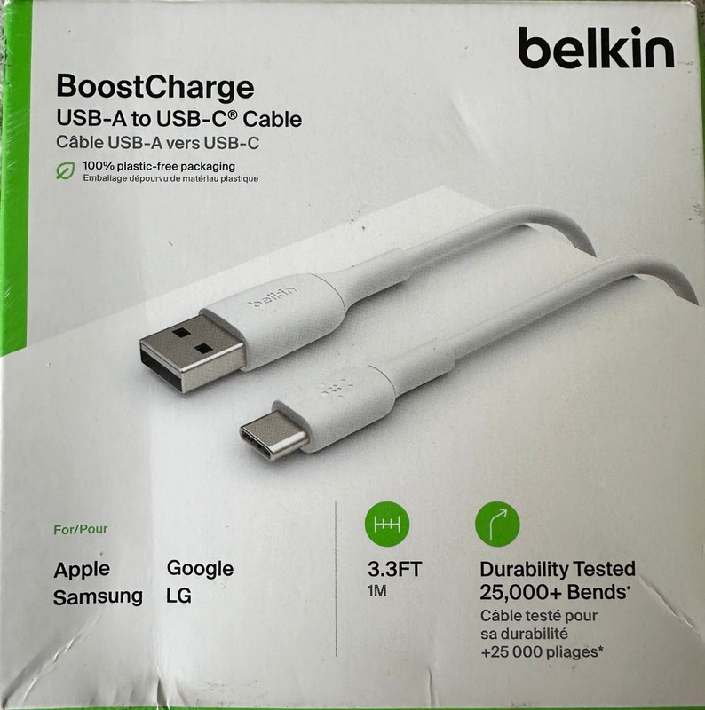 Belkin BOOST CHARGE USB-A to USB-C Cable for Apple,Samsung,Google,LG