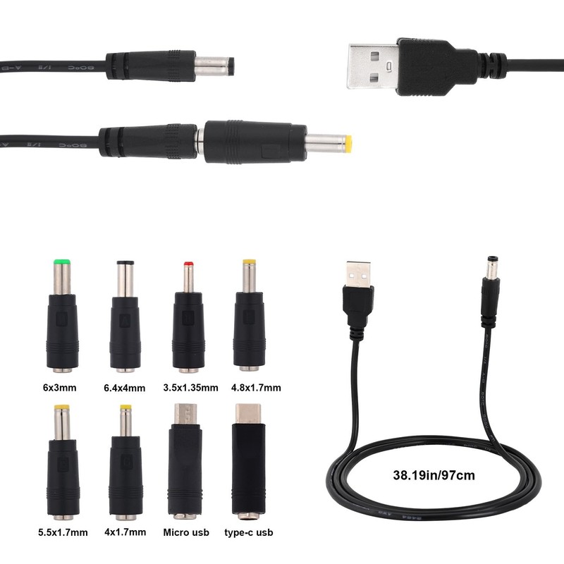USB to DC 5V Power Charger Cord, Universal DC Power Charging Cable with 8 Ada... gallery