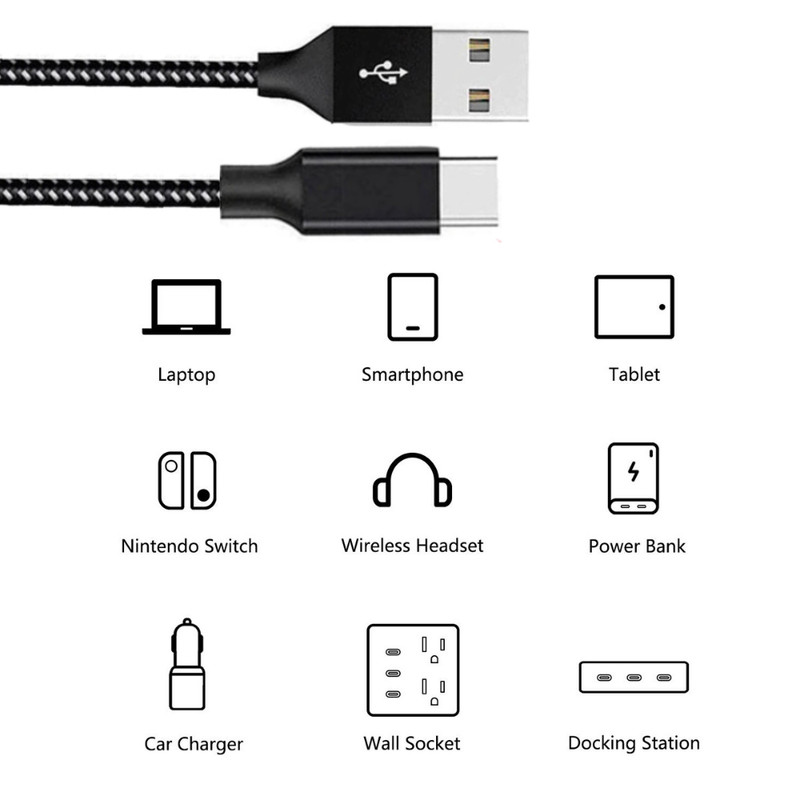 1X 2X 3X USB Type C Charger Cable 10FT For Samsung S20 Plus Note 9 Charging Cord gallery