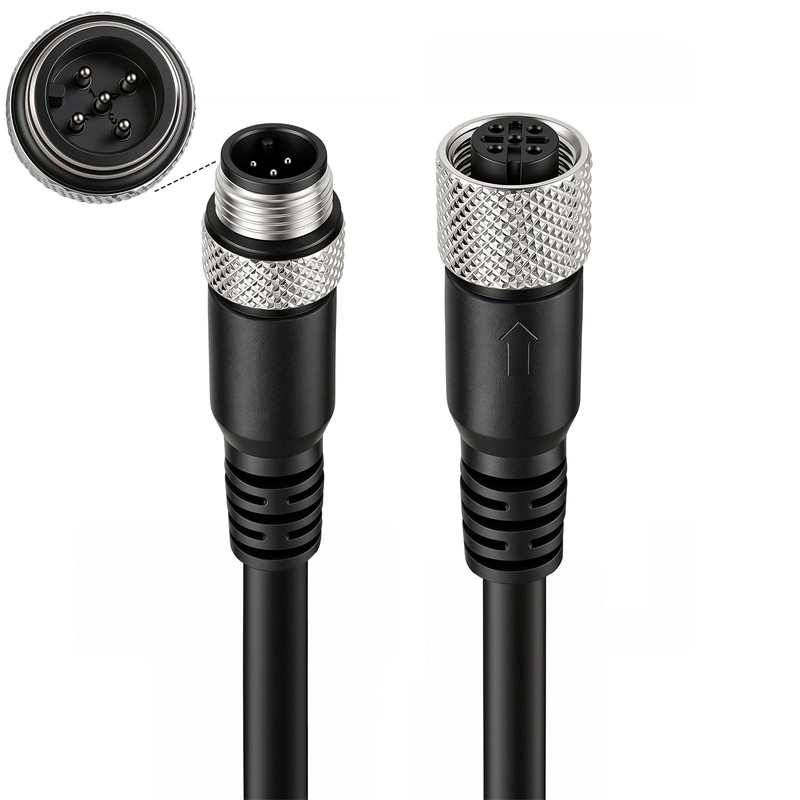 M12 5 Pin Sensor Actuator Cable, 2M/6.6FT A-Coded Male to Female Shielded Ext…