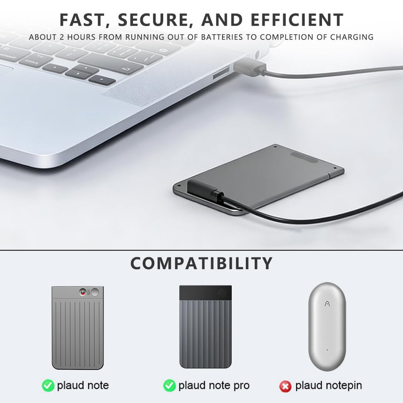 2-Pack USB & USB-C Charger for PLAUD Note Ai/Note Pro AI Voice Recorder Charger, gallery