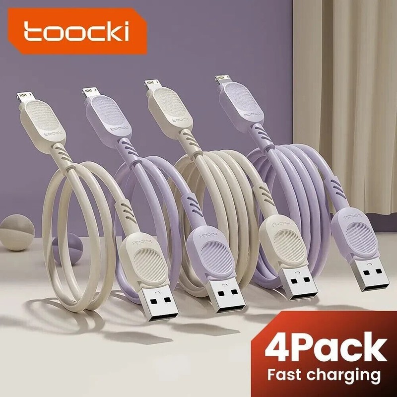 Toocki 4Pack 2.4A USB Cable For iPhone 14 13 12 11 Pro Max Mini Xs Xr X8 iPad Ma