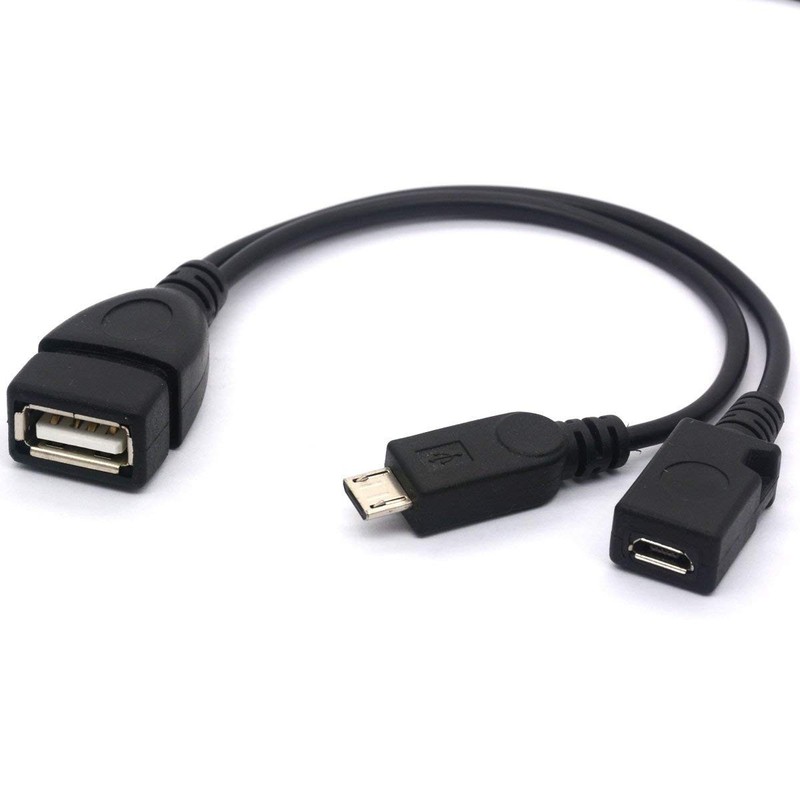 BSHTU Micro USB Splitter Cable OTG Power Enhancer Cord 2.0 A Female Black