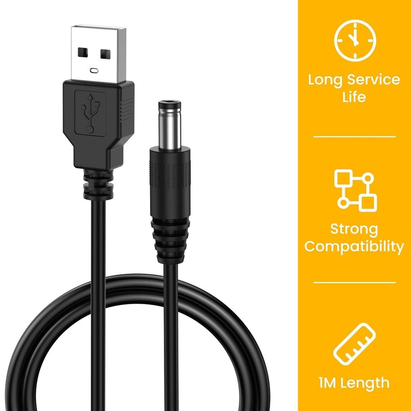 USB to DC 5V Power Cord, USB-A Male to DC 5.5mm x 2.1mm Power Plug Connector ... gallery