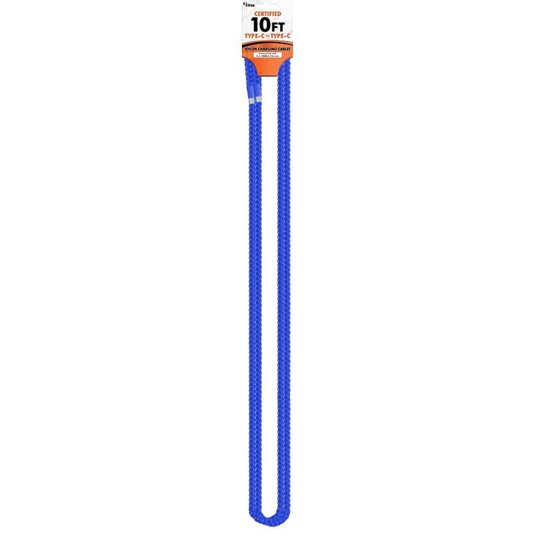 CBTEK Type C to Type C 10ft Nylon Hanging Charging Cables