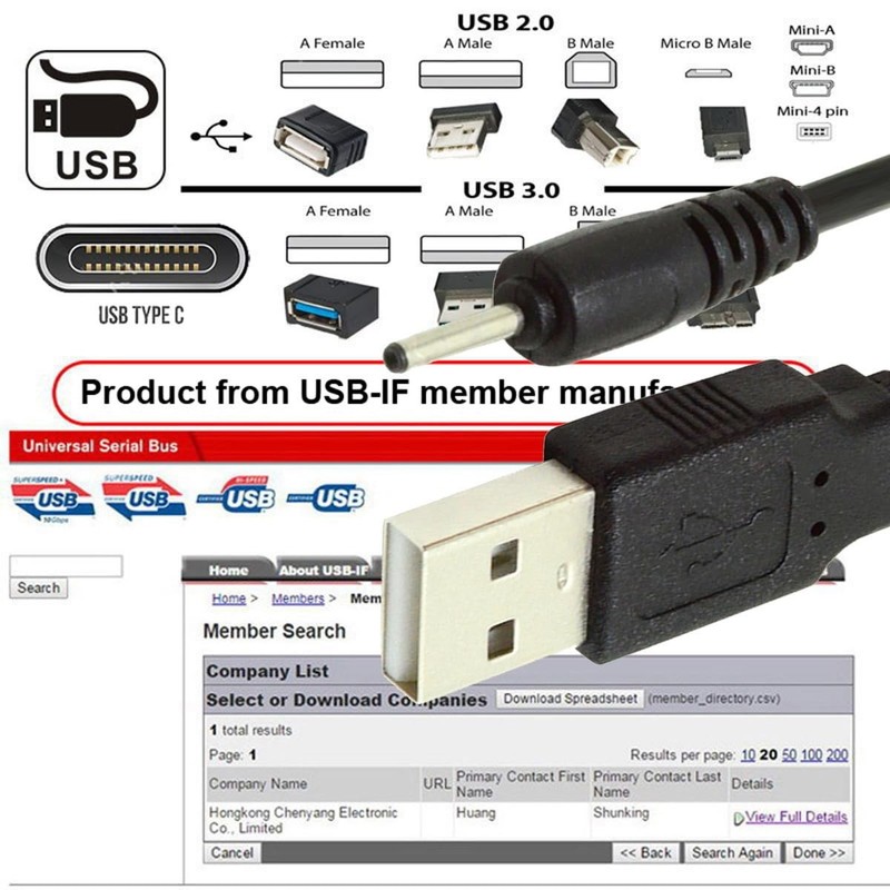 2 PCS 24AWG USB 2.0 Male Type A To 5V DC 2.0x0.7mm Power Plug Cable 150cm Cord gallery