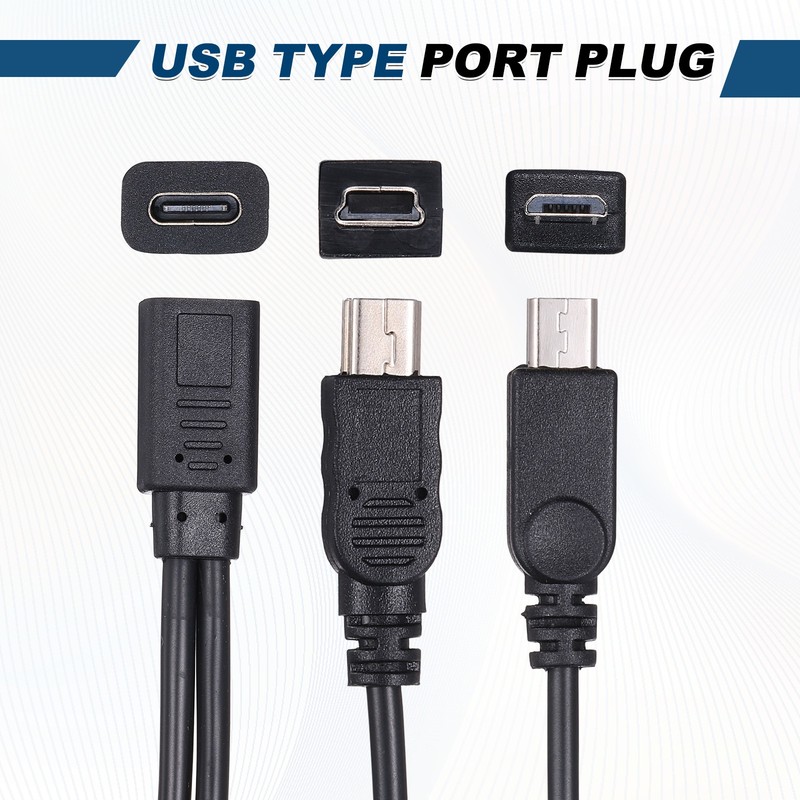 2Pcs Type C Female to Micro USB and Mini USB Male 2 in 1 Splitter 11.8" gallery