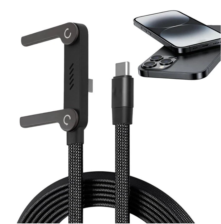 2-in-1 Invisible Holder Charger Cable–240W Fast Charging Cord with Phone Stand gallery