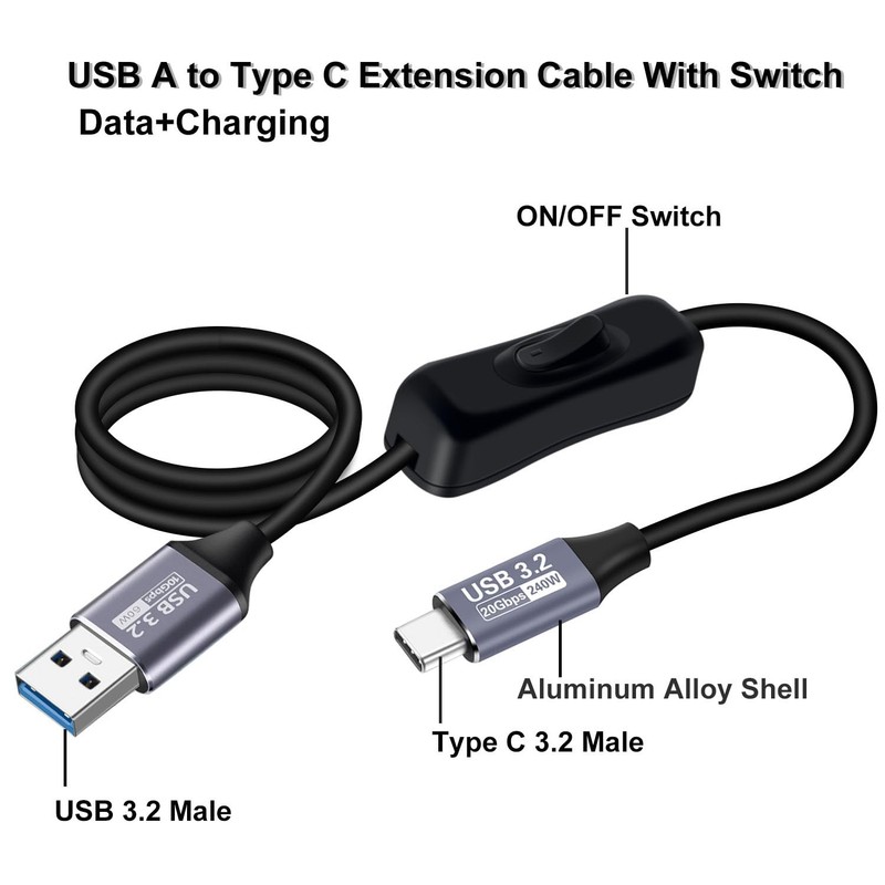 10Gbps USB C Cable Switch 3.2 Type C Fast Charging 60W 3A High Speed 3.2FT gallery