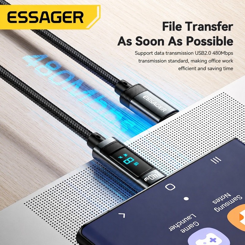 Essager 240W USB-C Cable PD 3.1 100W Fast Charging 6A for MacBook iPad Xiaomi gallery