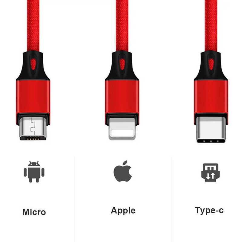 Universal Multi Function Cell Phone Charger Cord 3 in 1 Fast USB Charging Cable gallery