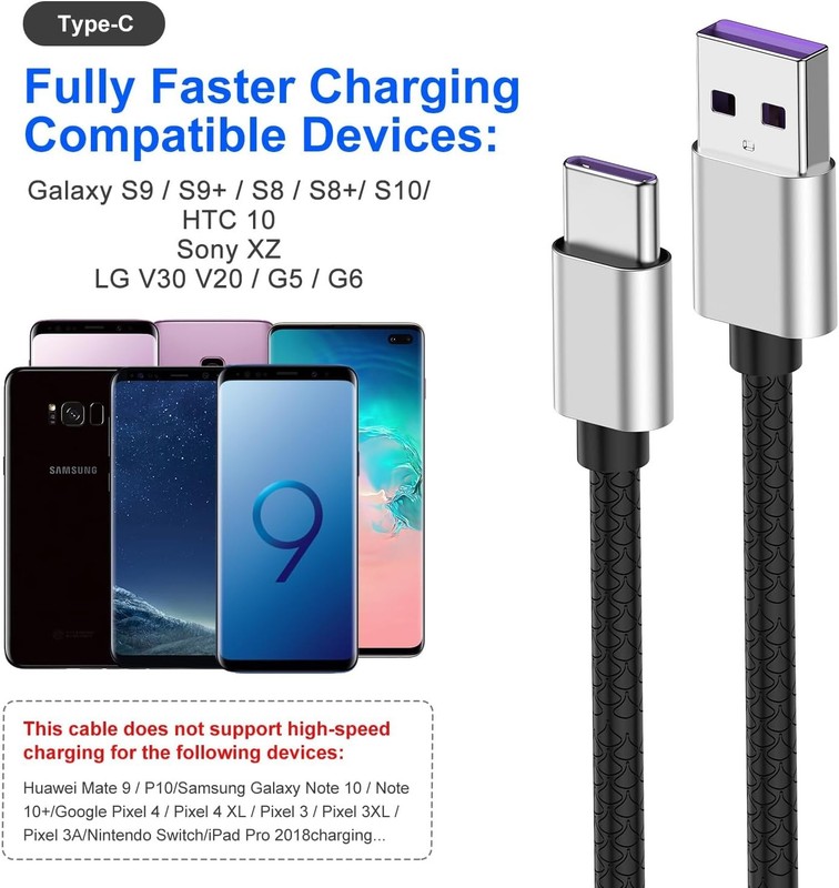 2 Pack 10ft USB C to USB A Cables with Fast Charging and Data Transfer gallery