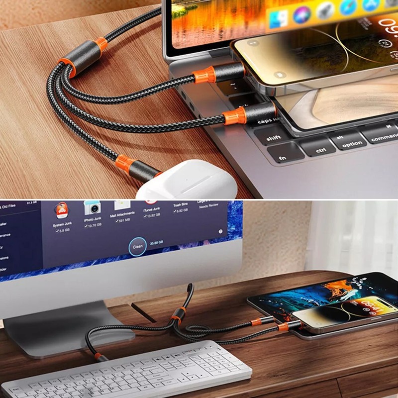 Charging Cable 3in1 Multi Fast USB Type C Micro IOS Mobile Phone for Samsung gallery