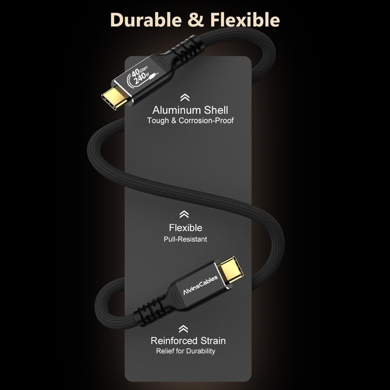 USB4 Cable 3ft, USB-to USB-Cable 40Gbps Data Transfer 240W PD Fast Charging 8... gallery