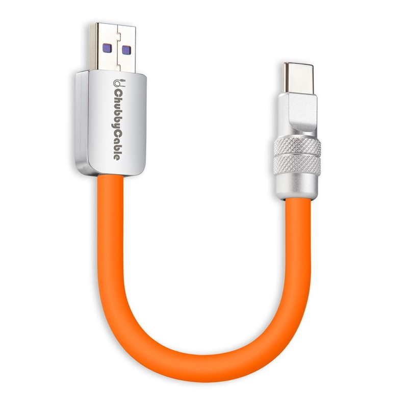Short USB A to Cable 120W Charging Cable, Orange, 10 inch
