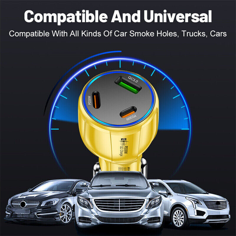 90W Super Fast Charging USB TypeC Car Charger For Motorola G Play Power 2025 24 gallery