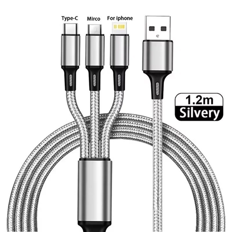 USB Cable 3-in-1 4-in-1 Type C Micro iPhone Samsung Huawei Xiaomi Fast Charging gallery