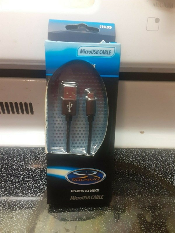 New, Solaray MicroUsb cord, black,