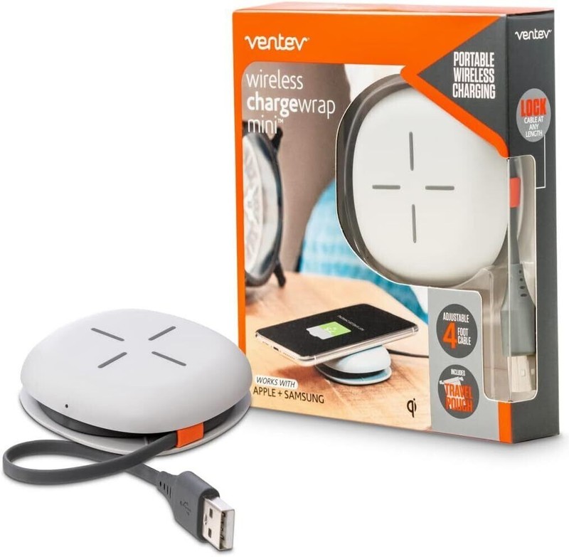Ventev 5W Wireless ChargeWrap Mini Adjustable 4ft cable WCWMINIVNV – White