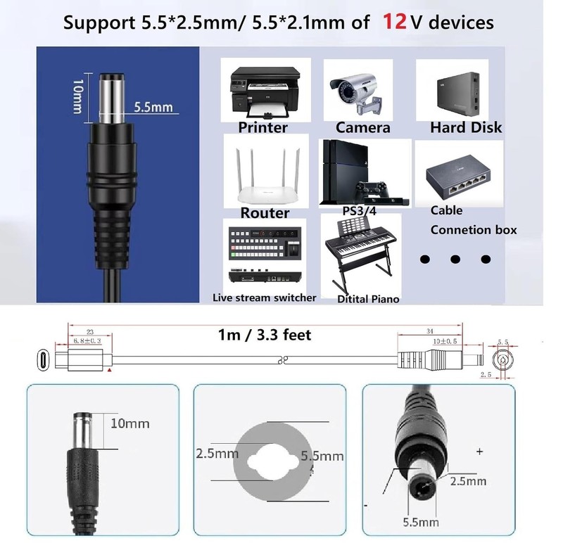 USB C to DC Power Cable, 12V 3A, Perfect for Travel & Outdoor Use - 3.3 Feet gallery