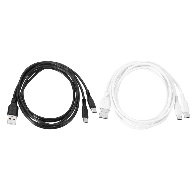 2 Pcs Multi USB A to Micro USB and USB Type C 2 in 1 Splitter 39 Inch, 2Colors