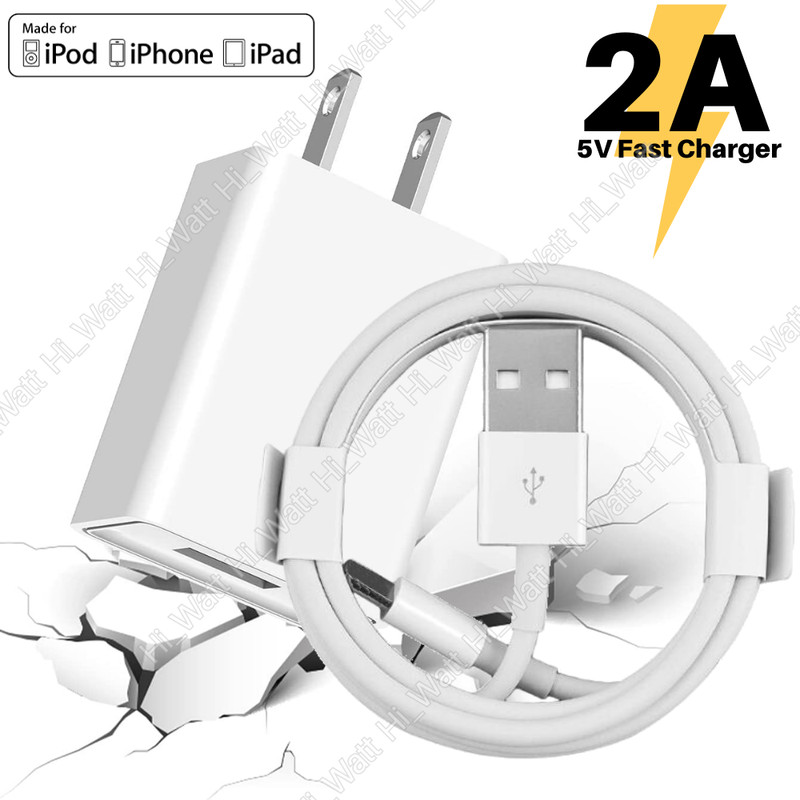 USB Wall Power Charger Cube Adapter For Apple iPhone 8 11 12 13 14 XR Data Cable