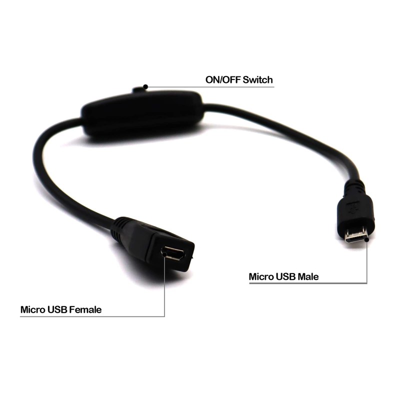 Micro USB Male To Female Charging Extension Cable With On Off Switch 0.98ft gallery