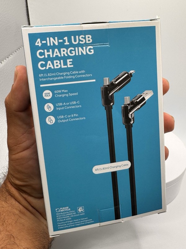 4 in 1 USB Charging Cable 6ft Fast Charger Type C Micro USB iPhone 60W gallery