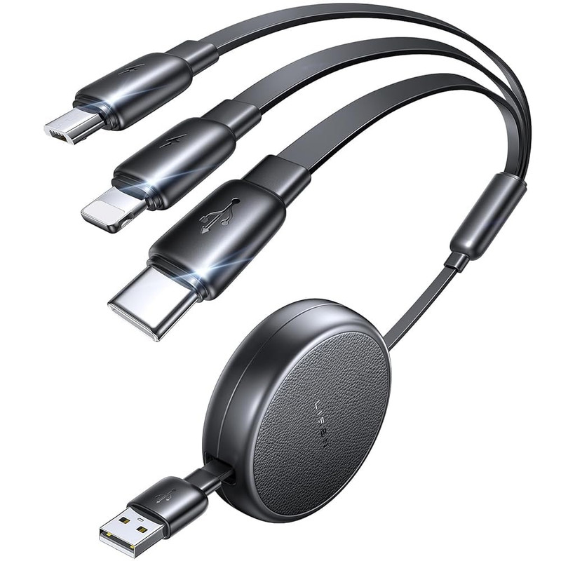 Multi Charging Cable, 3 in 1 Retractable Charging Cable, Retractable Car Charger