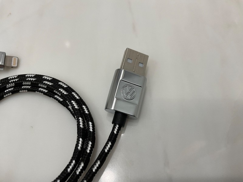 VW USB-A to LIGHTNING Braided Charging Cable - 29” long BLACK MFi Certified R59 gallery