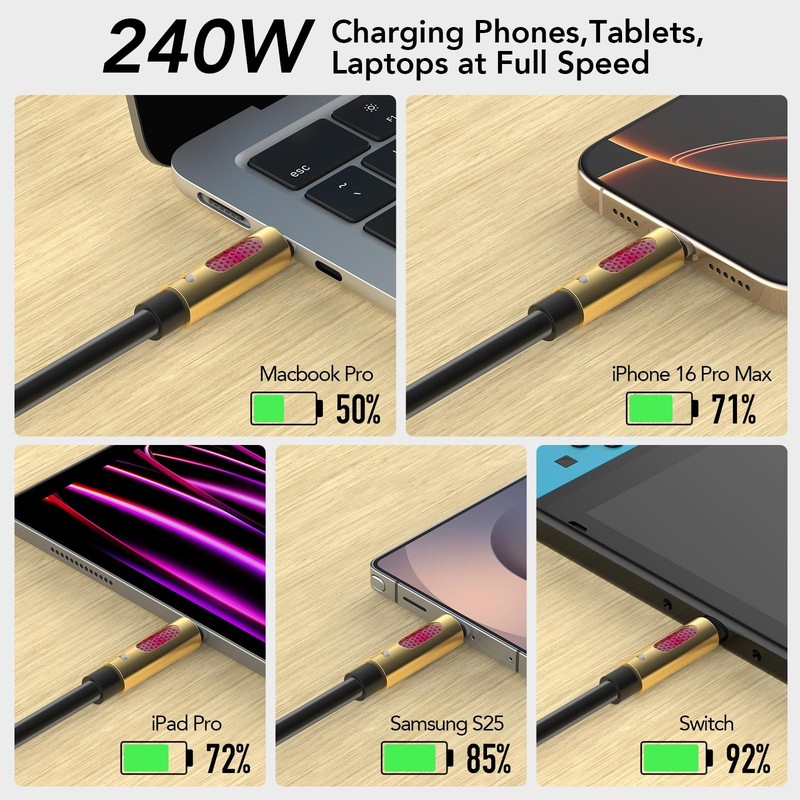 240W USB-to USB-Cable (PD 3.1 EPR), 480Mbps Speed, Fast Charging Cable for Ma... gallery