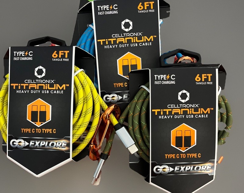 New Celltronix Titanium Go EXPLORE 6FT USB-C to USB-C Cable Braided Carabiner gallery