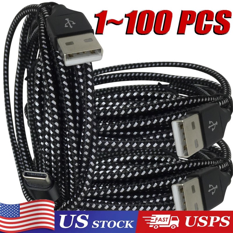 Braided USB C Type-C Fast Charging Data SYNC Charger Cable Cord 3/6/10FT Lot