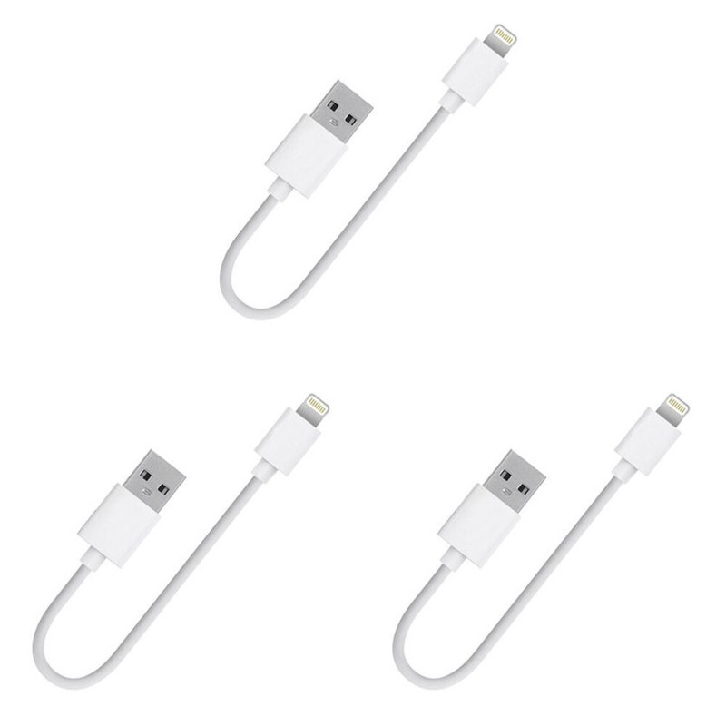 3 Pack 20cm Short Data Charger USB Cable Cord for Apple iPhone iPad iPod Bulk