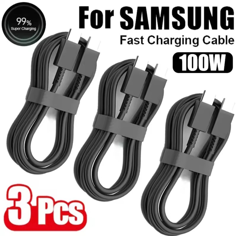 3Pack 100W USB-C to USB-C Fast Charging Cable for Samsung S25 S24 S23