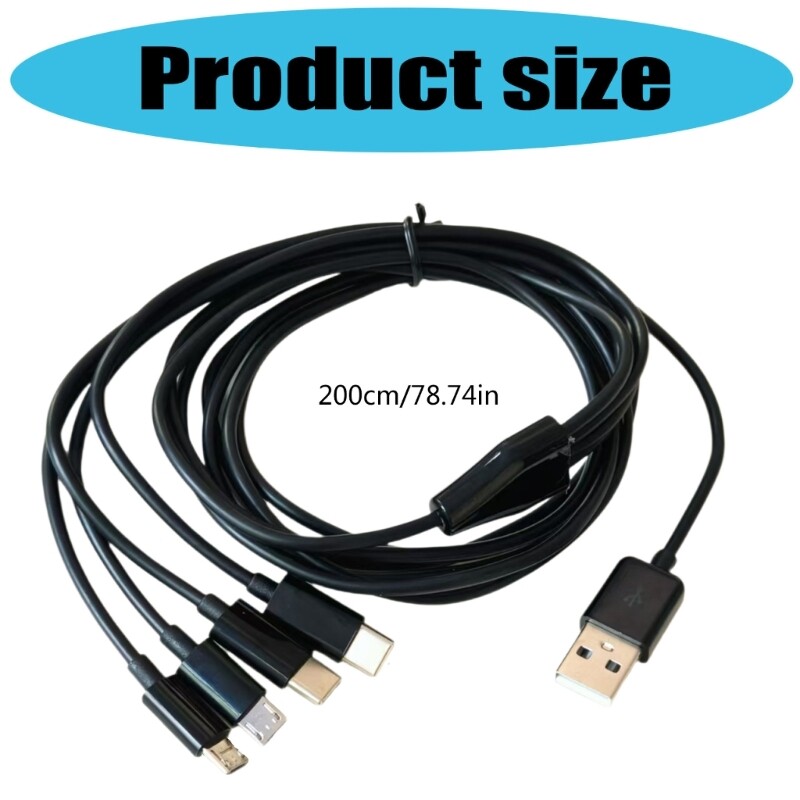 Compactly USB MultiCharging Cable for Type C and Micros USB Use 78.74inch gallery
