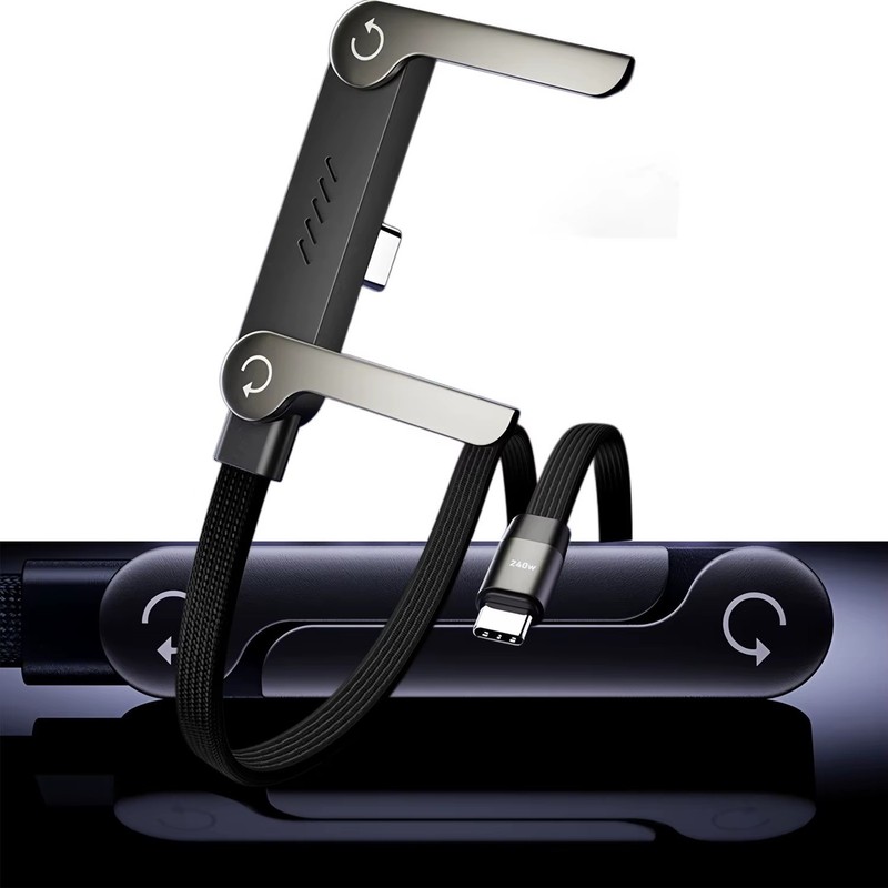 2-in-1 Invisible Holder Charger Cable–240W Fast Charging Cord with Phone Stand gallery