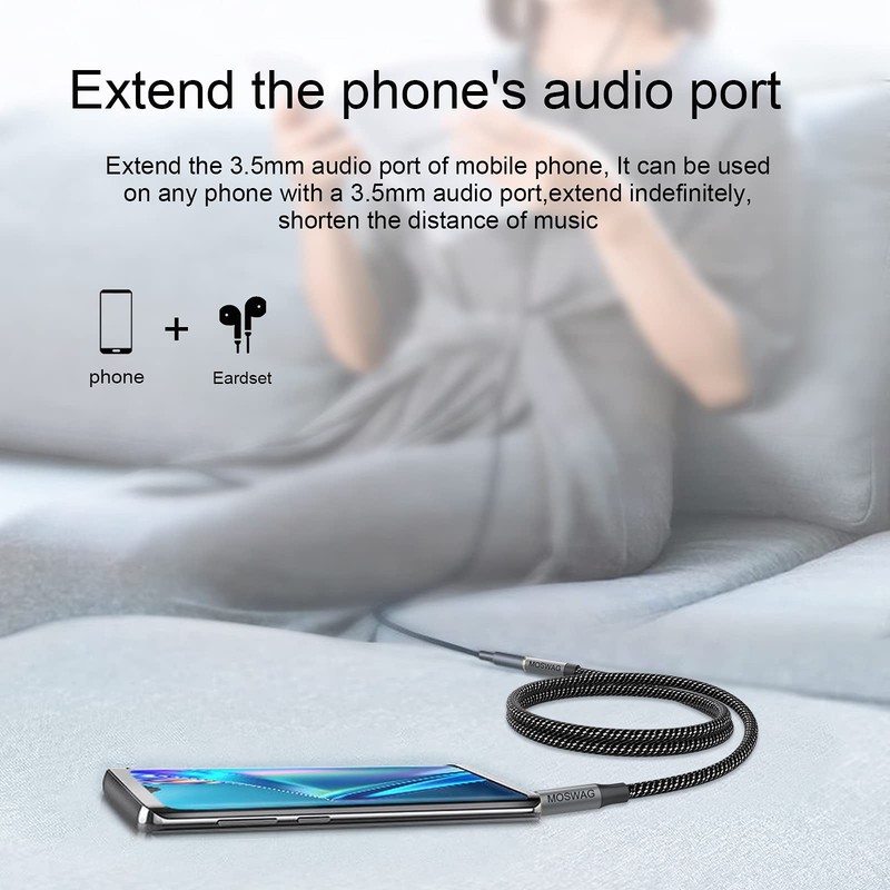 MOSWAG 10FT/3Meter 3.5mm Extension Cable Audio Male to Female Stereo Extensio... gallery