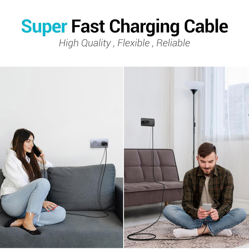 2M USBC to USB C Cable 6.6FT Type-C Phone Charger Cord Fast Charging for Samsung gallery