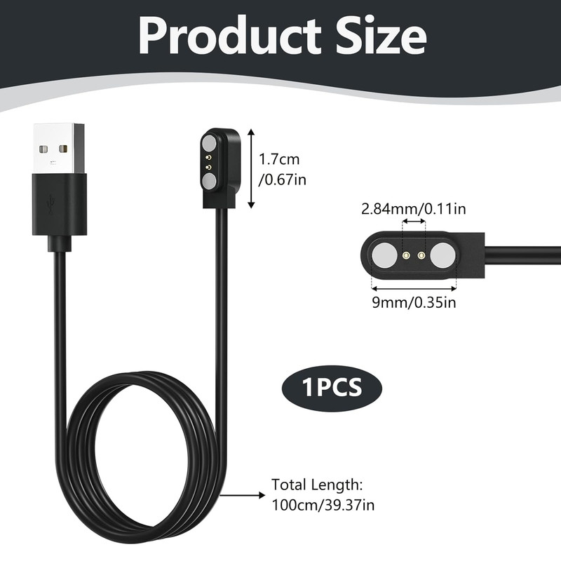 2 Pack Veryfit Smartwatch Charger Cable, Magnetic USB Charging Cable for Veryfit gallery