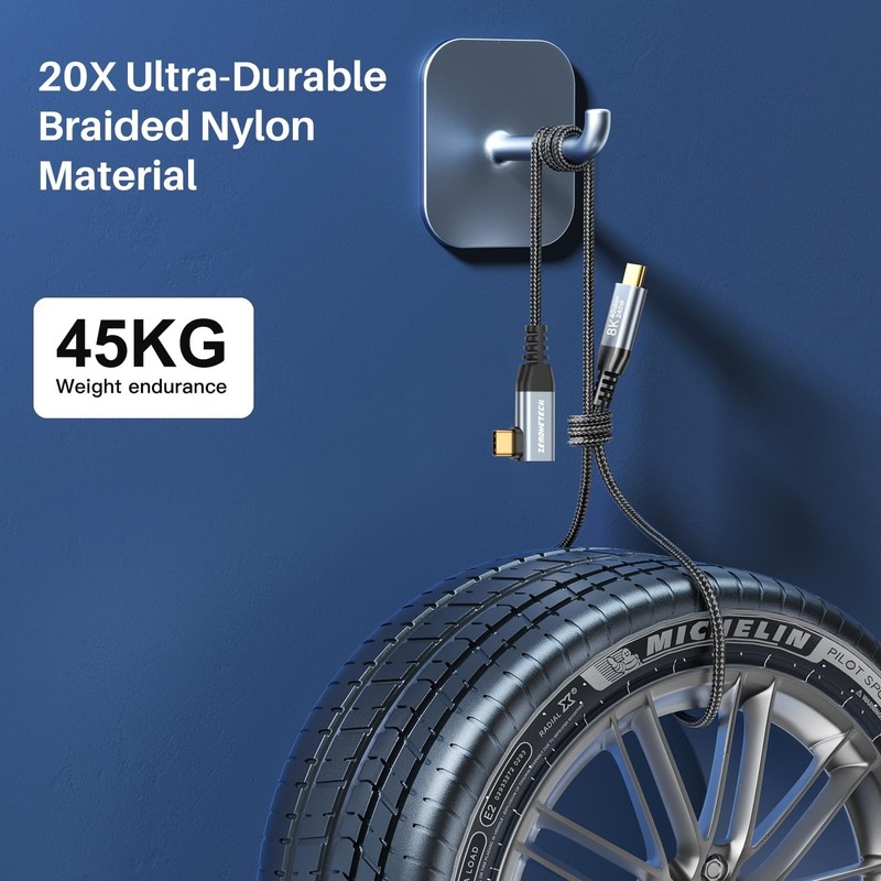 USB Monitor Cable 8K60Hz/4K144Hz, Right Angle Display Video Output, 40Gbps Hi... gallery