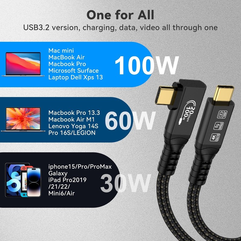 USB C 3.2 Gen 2 Cable - 16.5FT, 5A/240W Fast Charge - 4K UHD Video Connector gallery