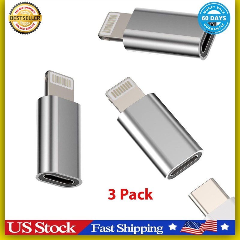 USB C Female to Lightning Male Adapter 3 Pack, Apple MFi Certified, Compatibl…