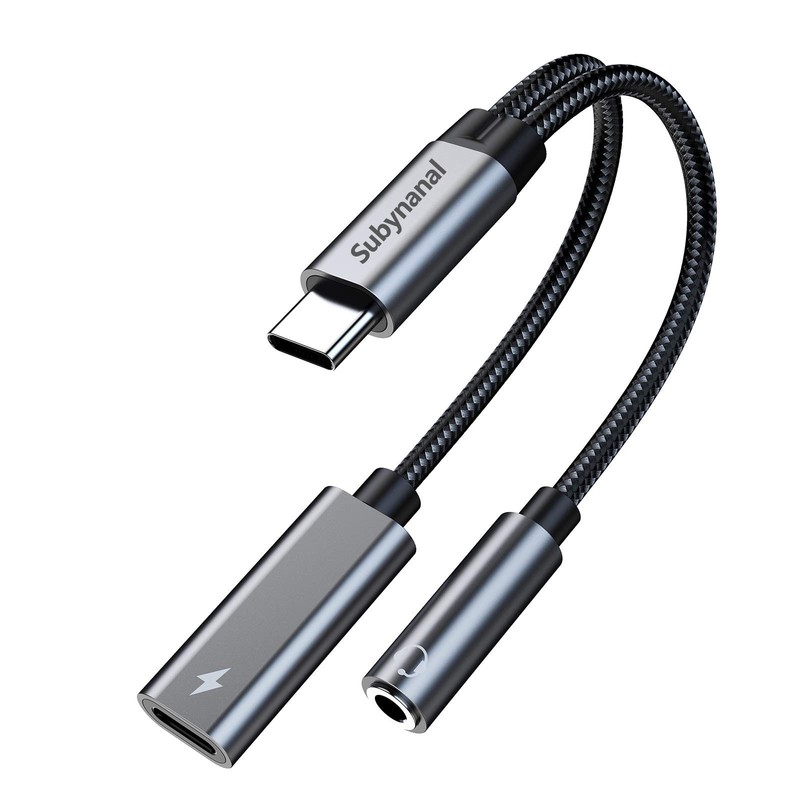 USB-C to 3.5mm Headphone & Charger Adapter 2-in-1 with 60W PD for iPhone, Samsun